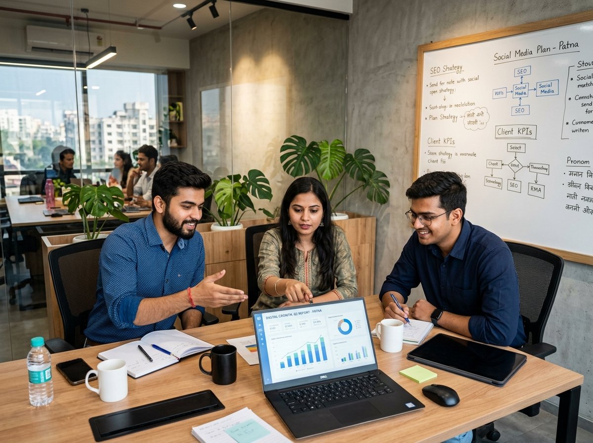 Grow Bihar marketing strategy team collaborating